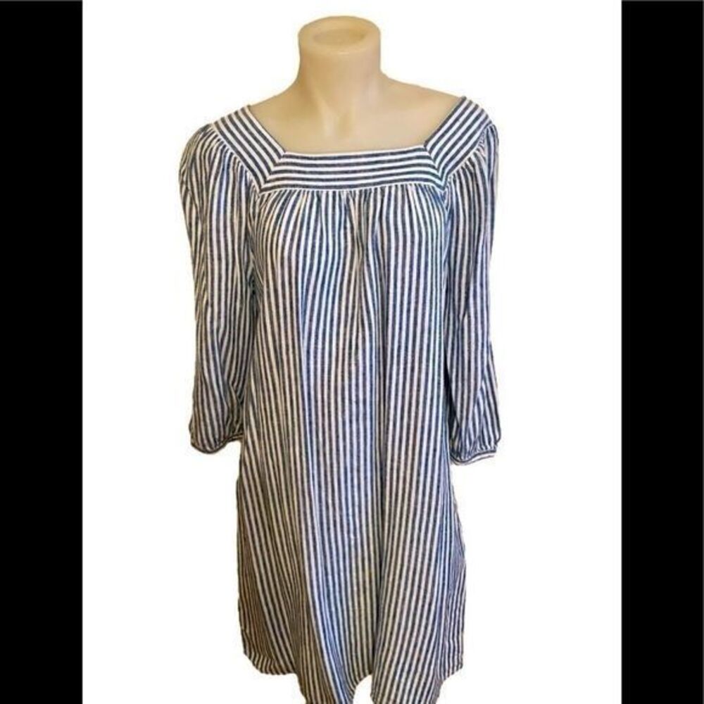 Universal Thread Dress -M blue striped, linen